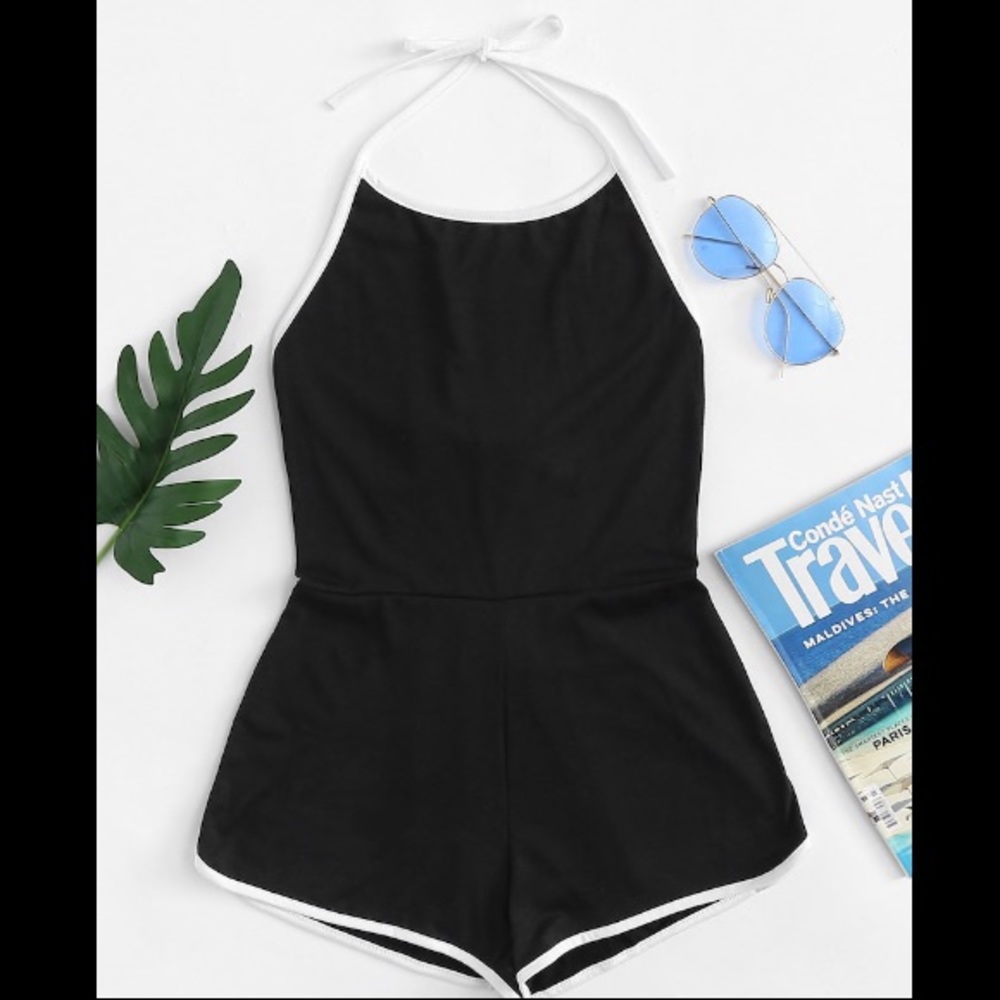 Open Back Knot Halter Romper